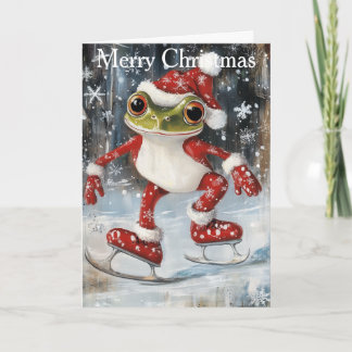 A Frog Ice Skating Holiday Card