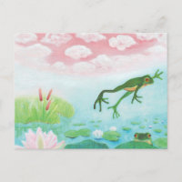A Frog Jumps Into The Pond Illustration