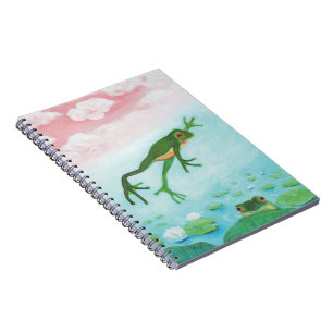 A Frog Jumps Into The Pond Illustration Notebook