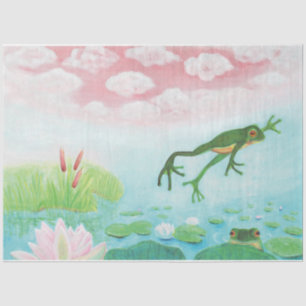A Frog Jumps Into The Pond Illustration Tissue Paper