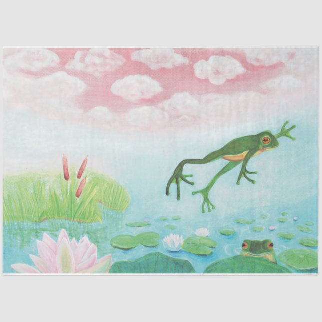 A Frog Jumps Into The Pond Illustration  Tissue Paper (Front)