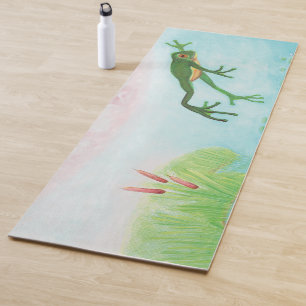 A Frog Jumps Into The Pond Illustration  Yoga Mat