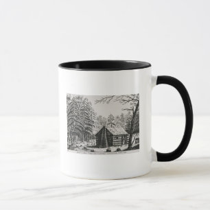 A frontier cabin, from 'The Pageant of America Mug
