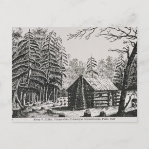 A frontier cabin, from 'The Pageant of America Postcard