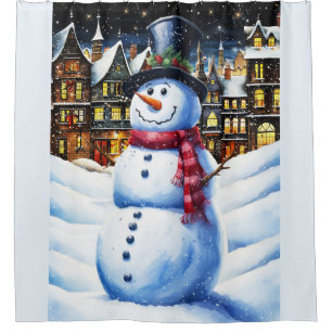 A FROSTY CHRISTMAS EVE SHOWER CURTAIN