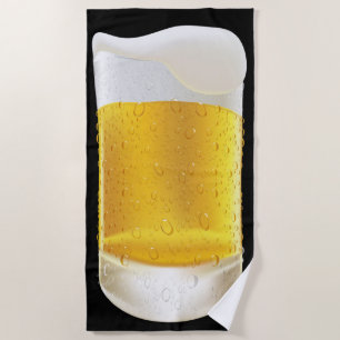 A Frosty Mug of Ice Cold Cold Sudsy Beer Beach Towel