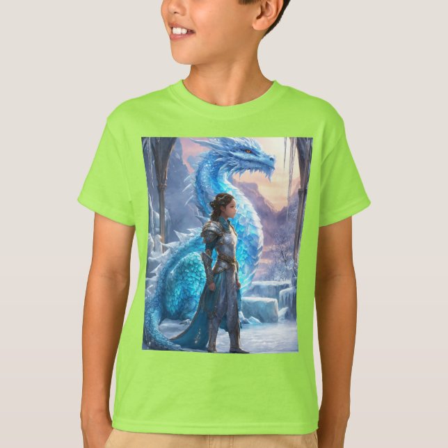 "A Frozen Bond: The Silver Warrior and Her Dragon" T-Shirt (Front)