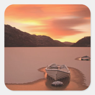 A Frozen Loch Ruthven, Uk Square Sticker