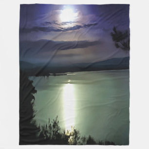 A Full Moon Reflecting On The Aegean Nautical Art Fleece Blanket