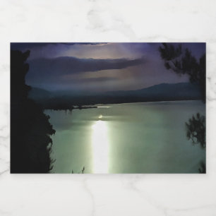 A Full Moon Reflecting On The Aegean Nautical Art Food Label