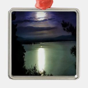 A Full Moon Reflecting On The Aegean Nautical Art Metal Tree Decoration