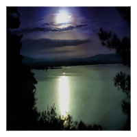 A Full Moon Reflecting On The Aegean Nautical Art