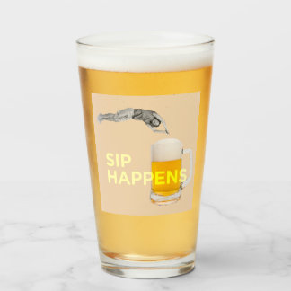 A fun and quirky “Sip Happens” pint glass