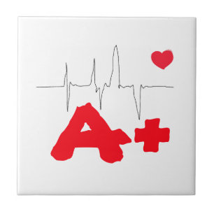 A+ Funky Blood Type Heart Rate Tile