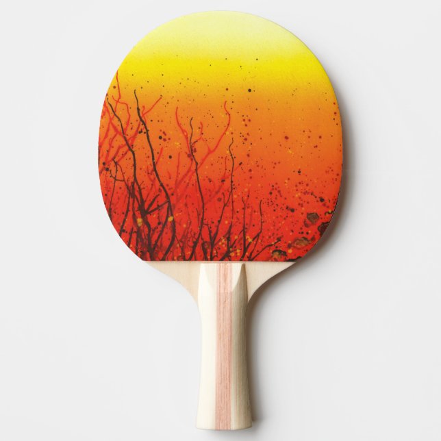 A Funky Vibrant Orange Table Tennis Bat Ping Pong Paddle (Front)