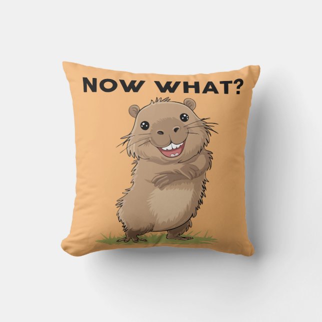 A funny Capybara Throw Pillow (Front)