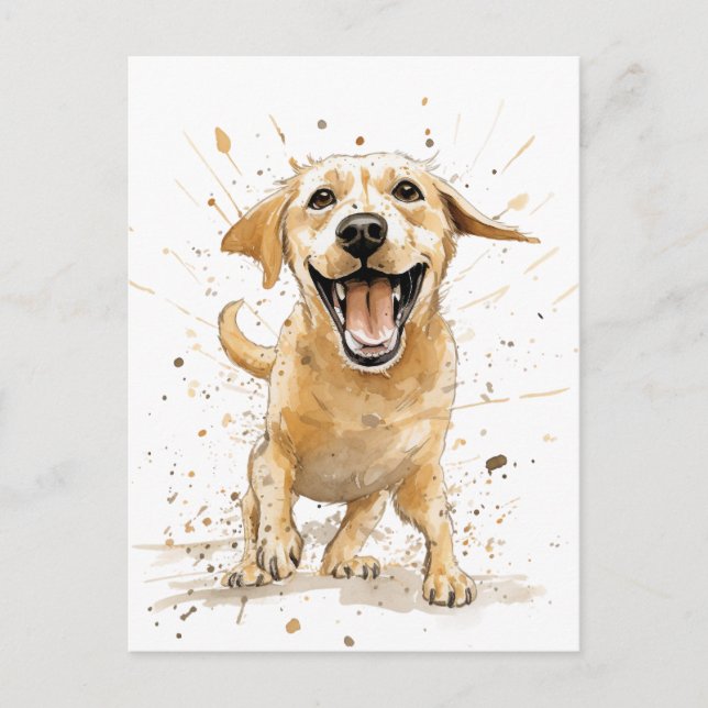A funny cartoon style Yellow Labrador Postcard (Front)