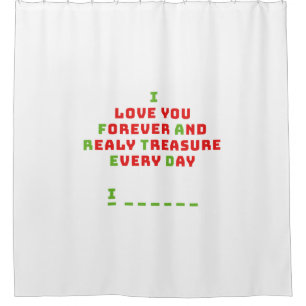 A funny hidden message shower curtain