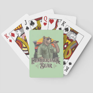 A funny jigsaw with a cartoon bear playing cards