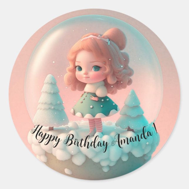 A funny little doll on a cloud   classic round sticker (Front)