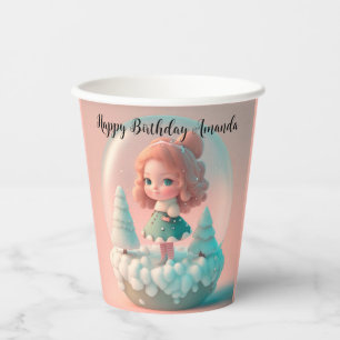 A funny little doll on a cloud paper cups