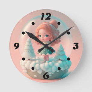 A funny little doll on a cloud round clock