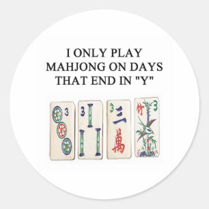 a funny mahjong design classic round sticker