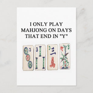 a funny mahjong design postcard