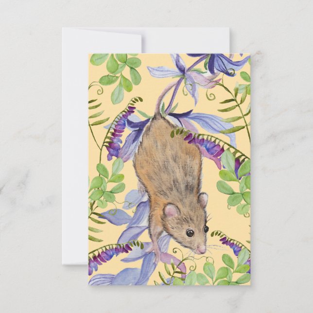 A funny mouse in a thicket of flowers. thank you card (Front)