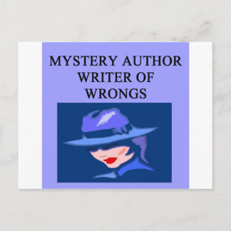 a funny mystery writer joke postcard