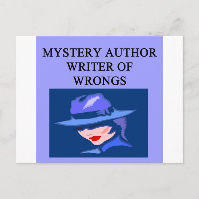 a funny mystery writer joke postcard (Front)
