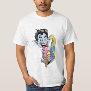 A funny, not-so-scary vampire eating ice cream. T-Shirt