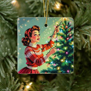 A Funny Sarcastic and Nostalgic Retro Christmas Ceramic Ornament