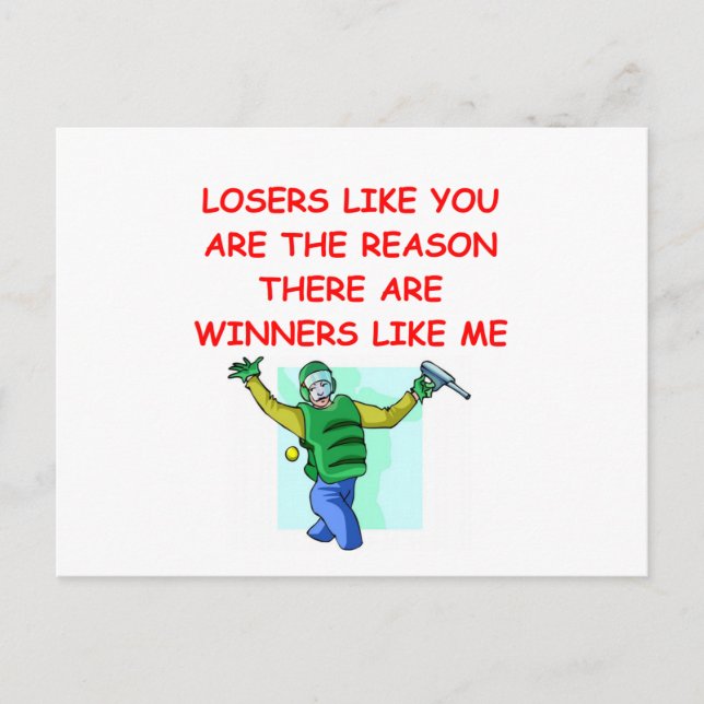 a funny winners and losers joke postcard (Front)