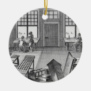 A furniture inlayer's workshop, from the 'Encyclop Ceramic Tree Decoration