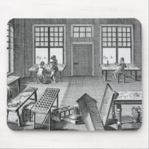 A furniture inlayer's workshop, from the 'Encyclop Mouse Pad