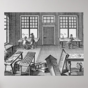 A furniture inlayer's workshop, from the 'Encyclop Poster