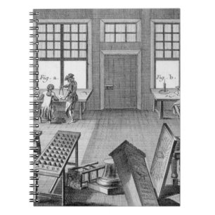A furniture inlayer's workshop, from the 'Encyclop Spiral Notebook