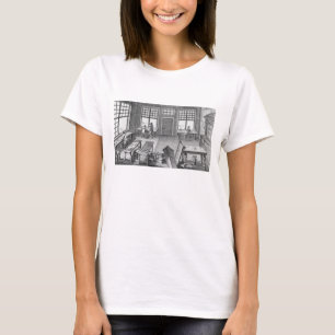 A furniture inlayer's workshop, from the 'Encyclop T-Shirt