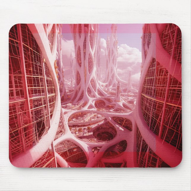 A Futuristic Fractal City Mouse Pad (Front)
