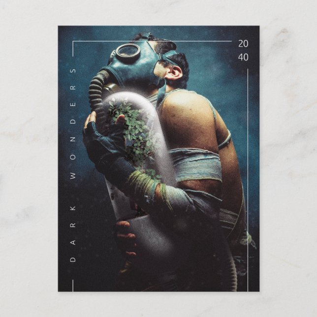 A futuristic plant oxygen mask dark wonders postcard (Front)