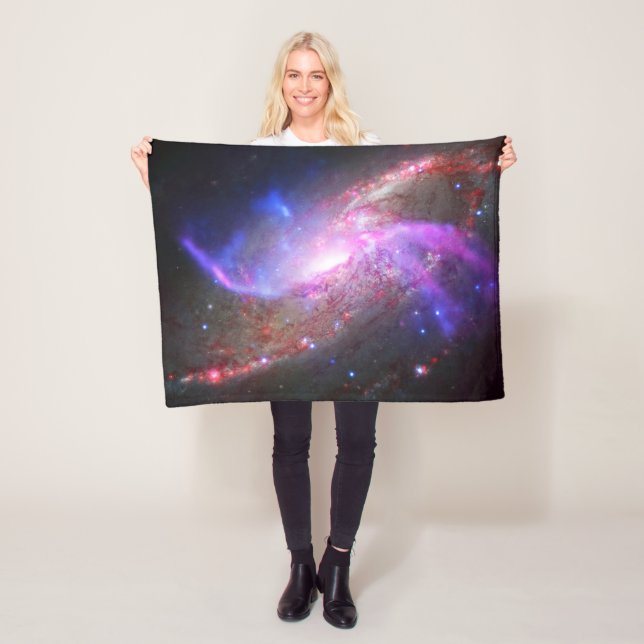 A Galactic Light Show In Spiral Galaxy Ngc 4258. Fleece Blanket (In Situ)