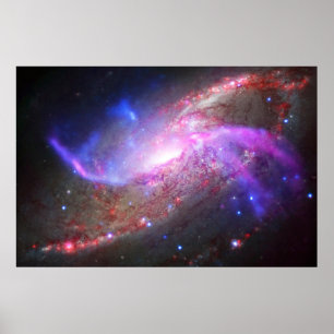 A Galactic Light Show In Spiral Galaxy Ngc 4258. Poster