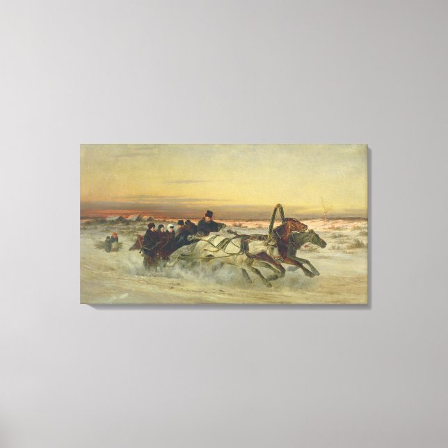 A Galloping Winter Troika at Dawn Canvas Print (Front)