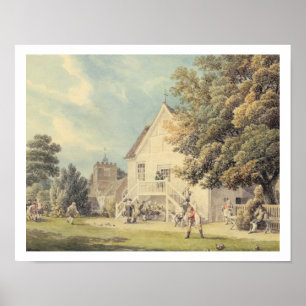 A Game of Bowls on the Bowling Green outside the B Poster