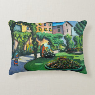 A Garden, Gartenbild by August Macke, Vintage Art Decorative Cushion