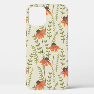 A garden of green ferns brightened by orange flowe iPhone 12 case
