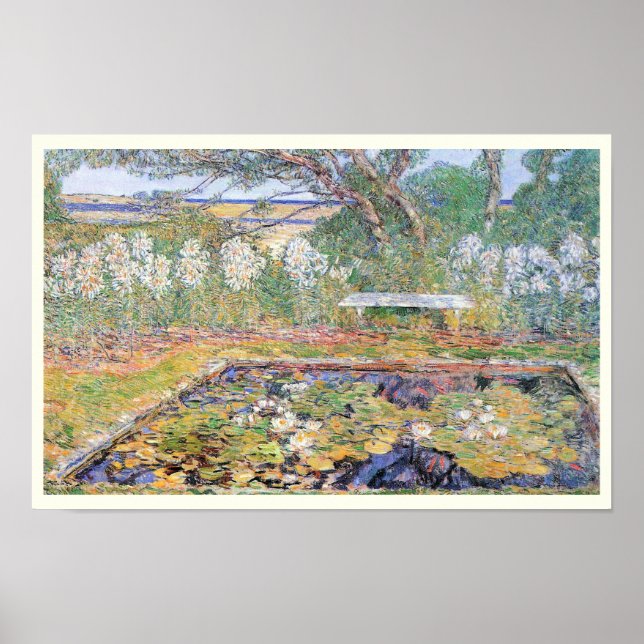 A Garden on Long Island by Childe Hassam Poster (Front)