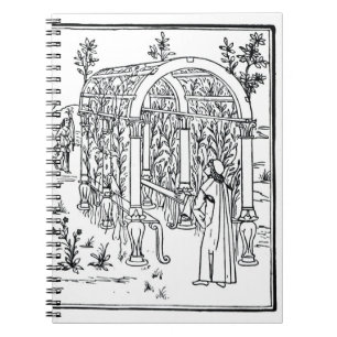 A garden scene, from 'Hypnerotomachia Poliphili' a Spiral Notebook