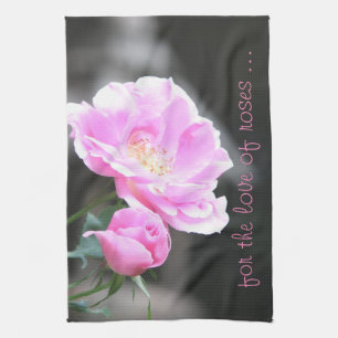 A Garden Style Pink Rose Tea Towel